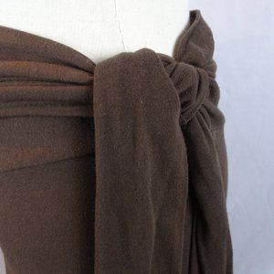 Cute Brown Cotton Mid Length Skirt with Sash